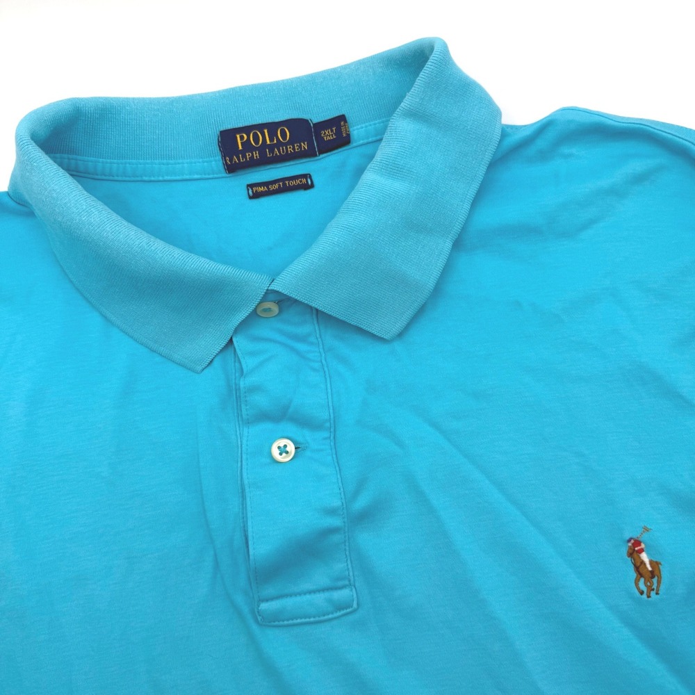 Polo Ralph Lauren Polo Shirt Men's 2XLT Turquoise Blue Pima Soft Touch Pony Logo